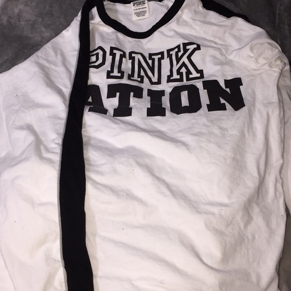 “Pink Nation” long sleeve white tee shirt